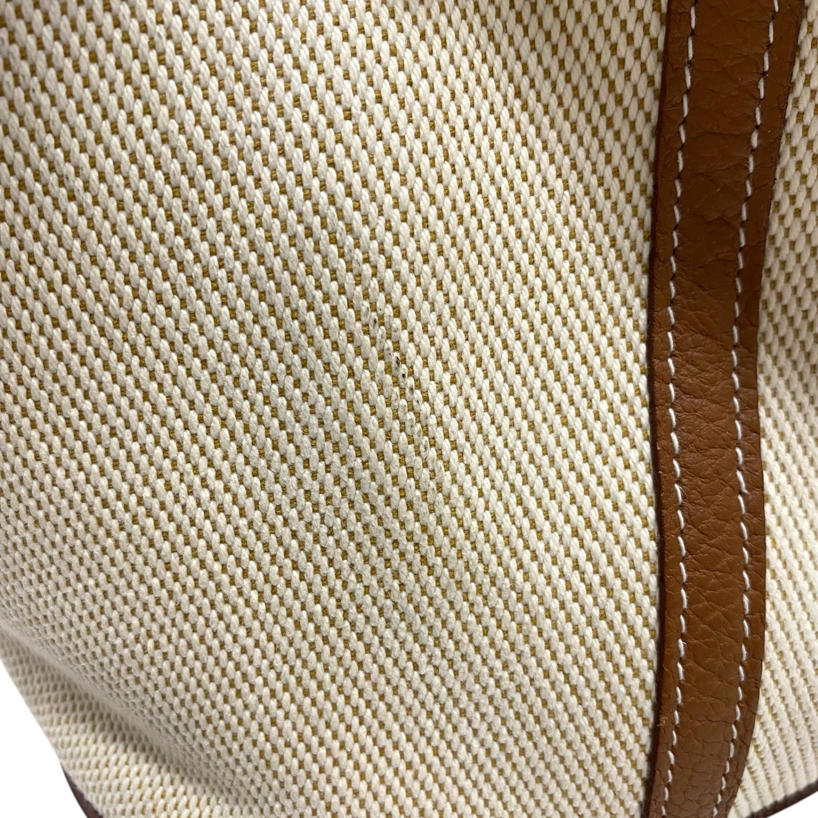 HERMES Garden Party TPM Gold Toile Canvas Tote Z Stamp #OKB1689