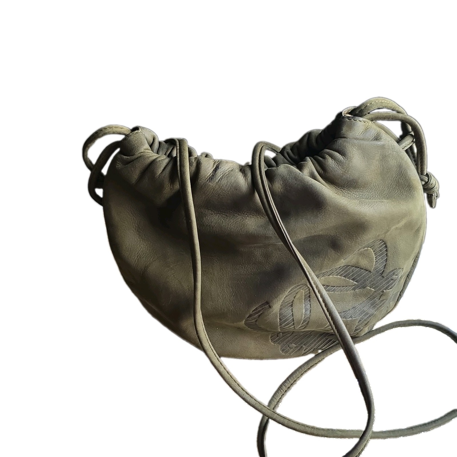 LOEWE Women’s Anagram Green Suede Logo Crescent Small Crossbody