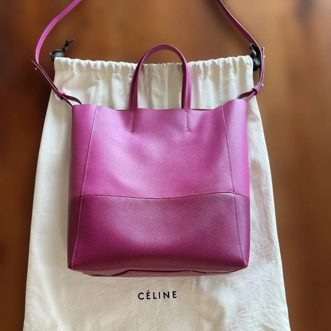 CELINE Small Vertical Cabas 2Way Tote Bag Bi Color Leather Phoebe Philo