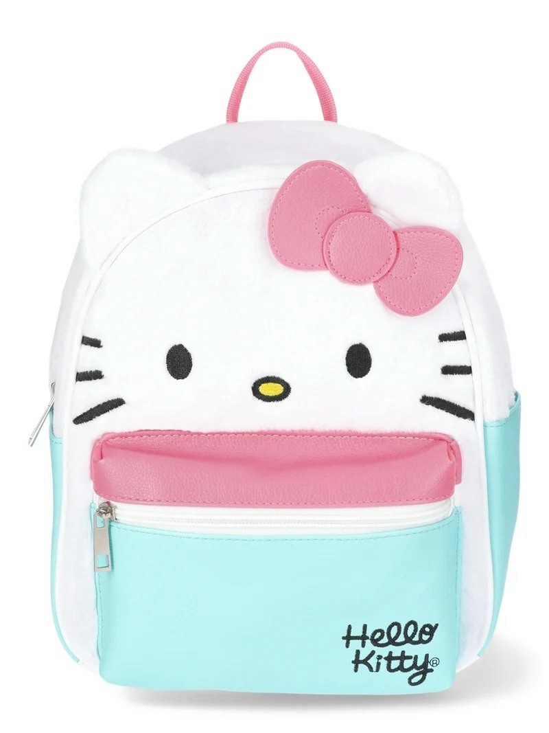 Hello Kitty Sanrio Women’s Mini Backpack, White/ Pink /Blue New Bag Faux Leather