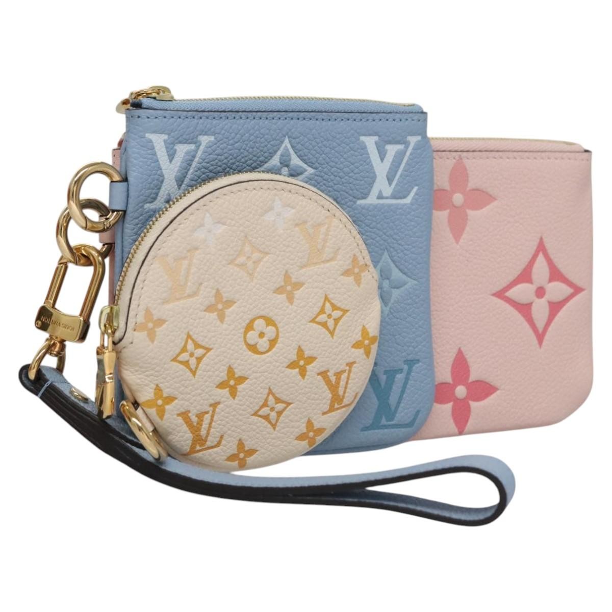 LOUIS VUITTON Monogram Empreinte Pochette Trio Pouch Pink M80407 LV Auth 107…