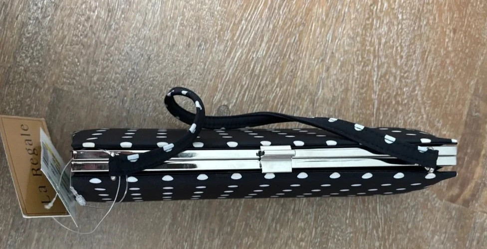 DESIGNER LA REGALE POLKA DOT EVENING CLUTCH PURSE 9X4.5X2 INCHES