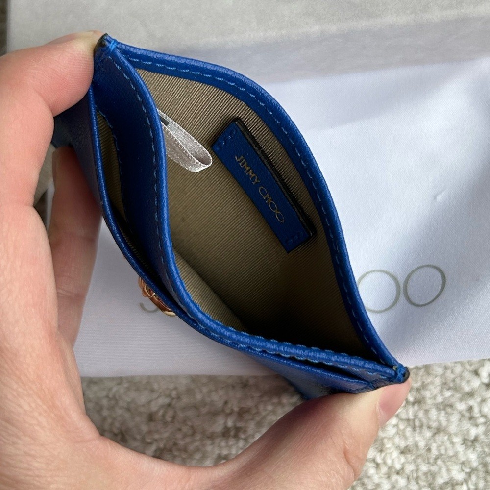 Jimmy Choo Ultraviolet Blue Leather Card Holder NEW