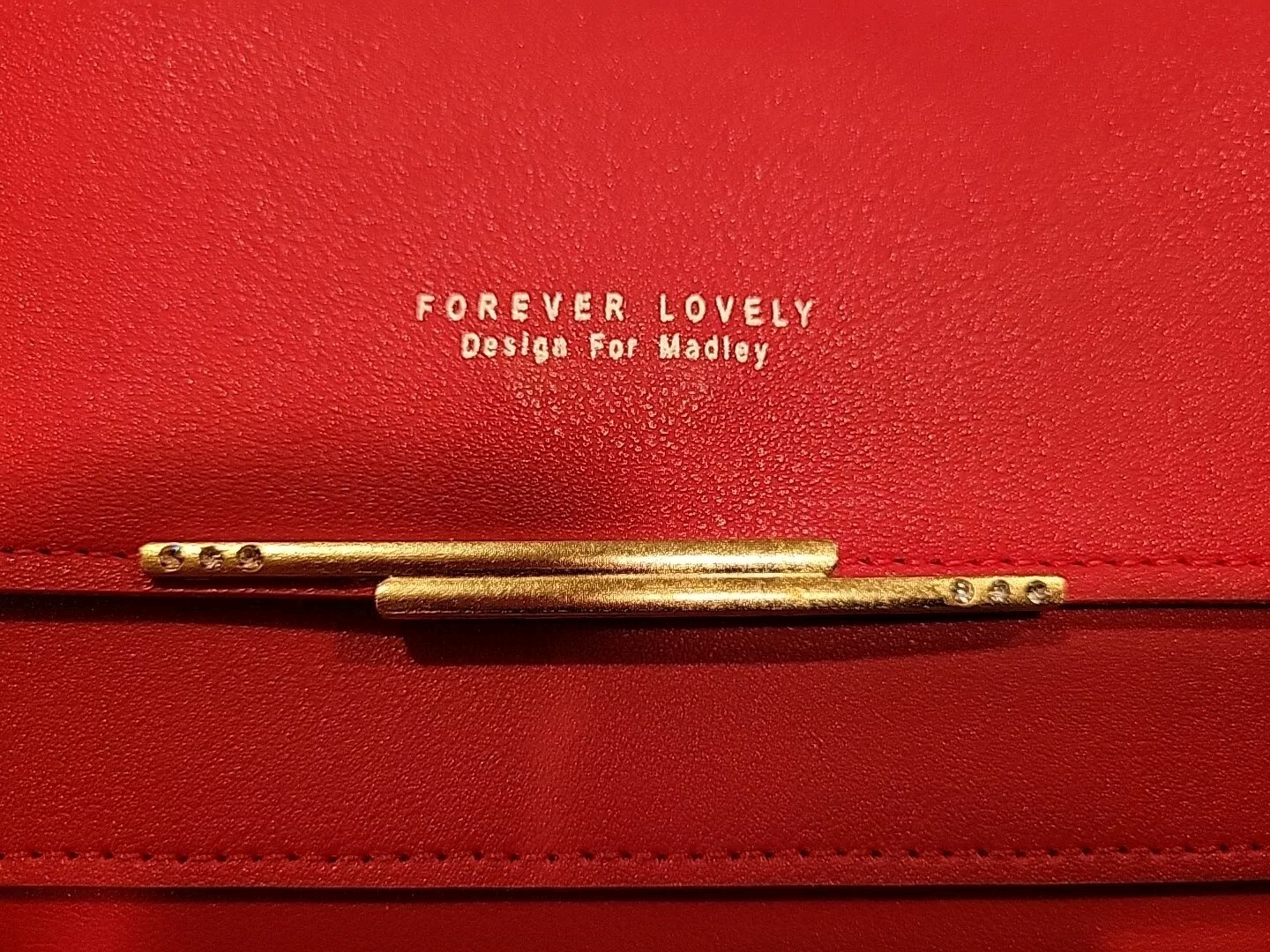 Forever Lovely Design For Madley Red Crossbody/ Clutch Double Inside Zips Vegan