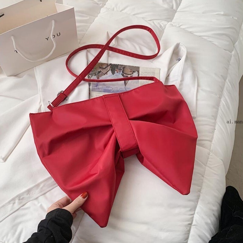Bow Tote Bag Cute Bowknot Shoulder Bag Casual Canvas Handbag Commuter Women Chic