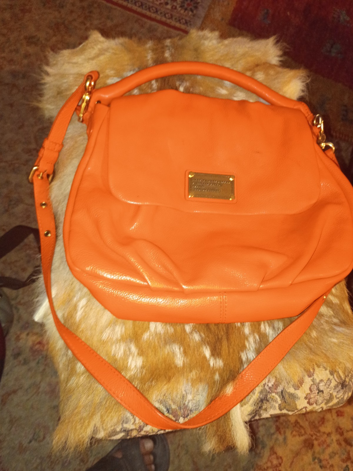 Marc by Marc Jacobs Classic Q Lil’ Ukita Pebbled Leather Shoulder Bag Orange