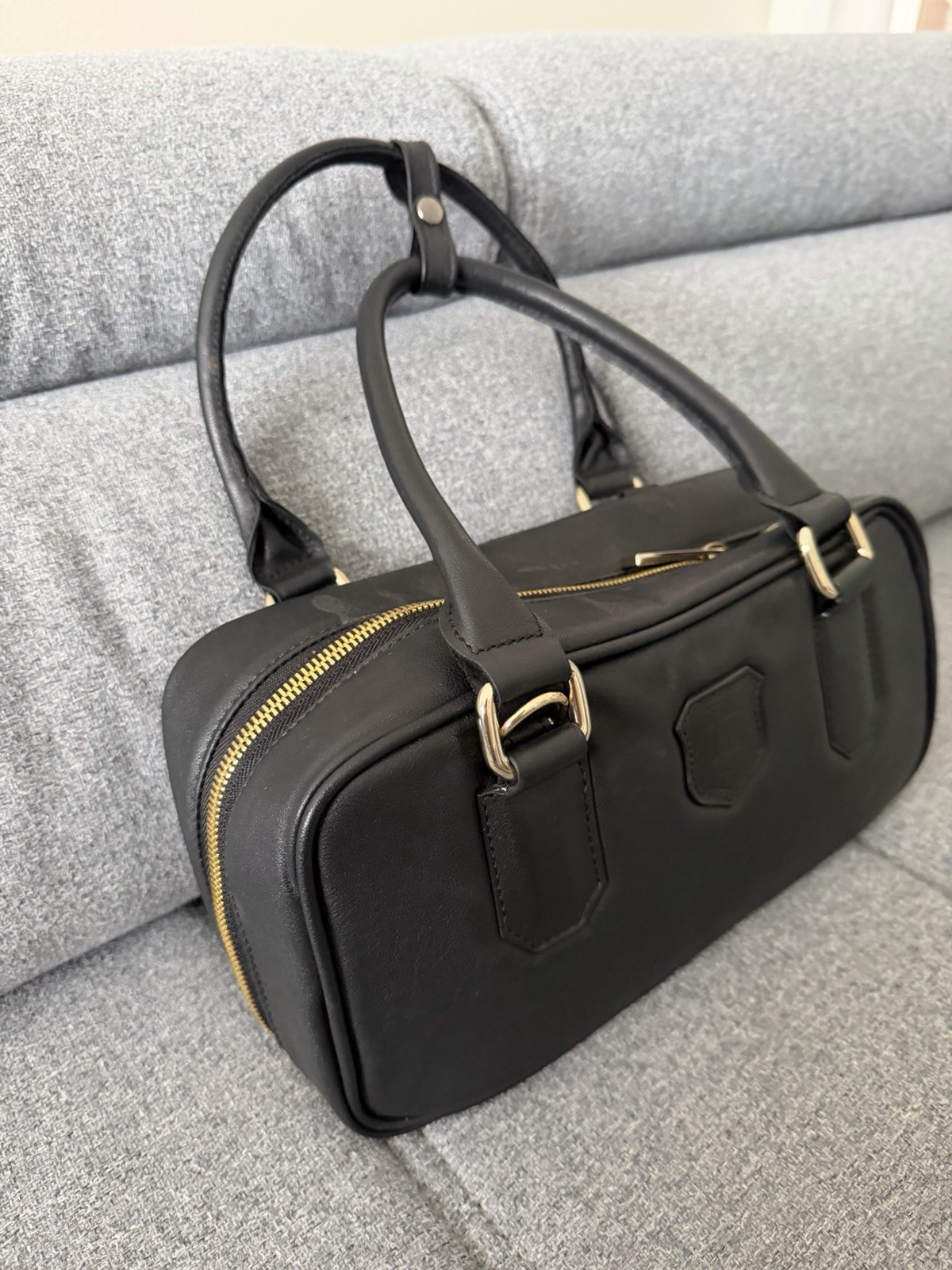 Custom Handmade Leather Bag (Lithuania) Genuine Leather | Black | Gold Hardware