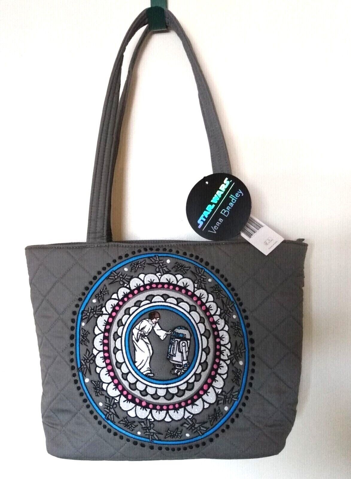 Vera Bradley Star Wars Small Vera Tote Embroidered Princess Leia R2-D2 Purse Bag