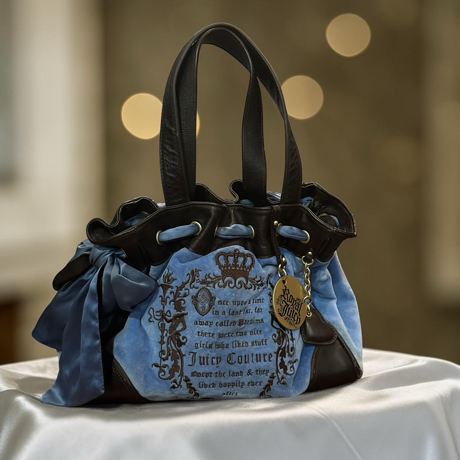 RARE Vintage JUICY COUTURE Y2K Daydreamer Fairytale Velour Bag Royal Blue 2009