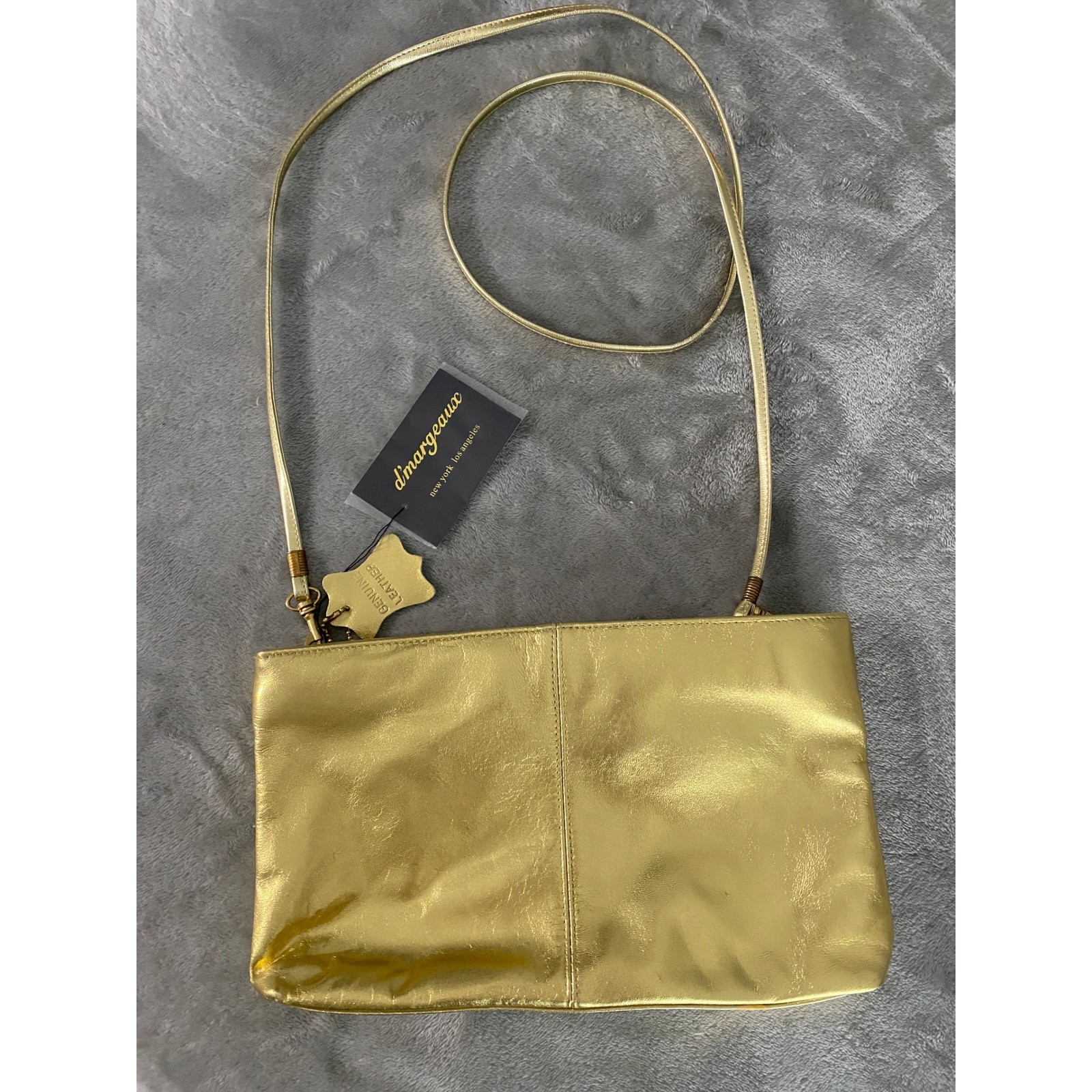D’margeaux Crossbody Bag Small Gold Metallic Leather Chic Disco Nite Out Party
