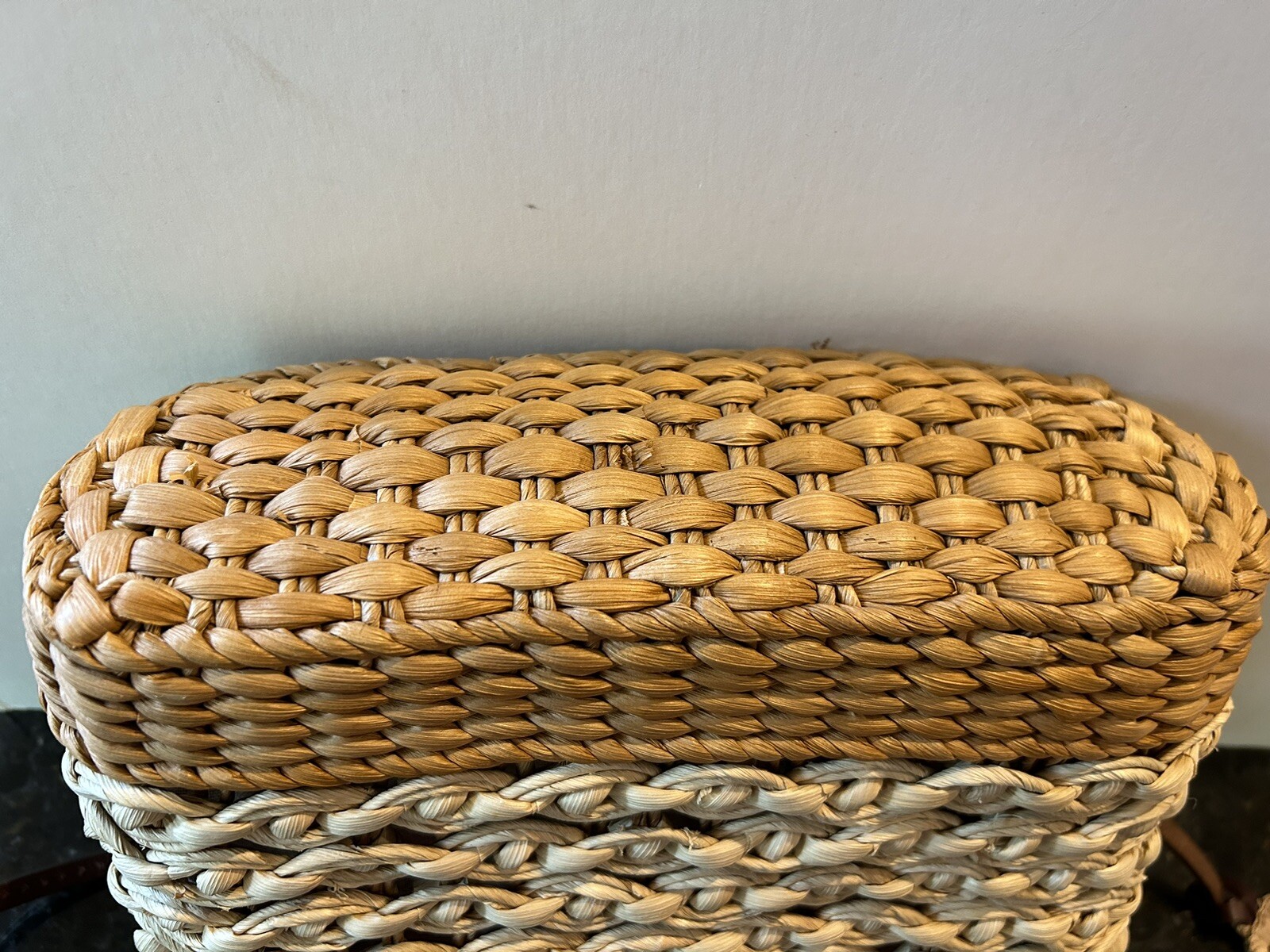 Brighton Sadie Weave 2-Tone Straw & Leather Bag Flap Magnetic Button