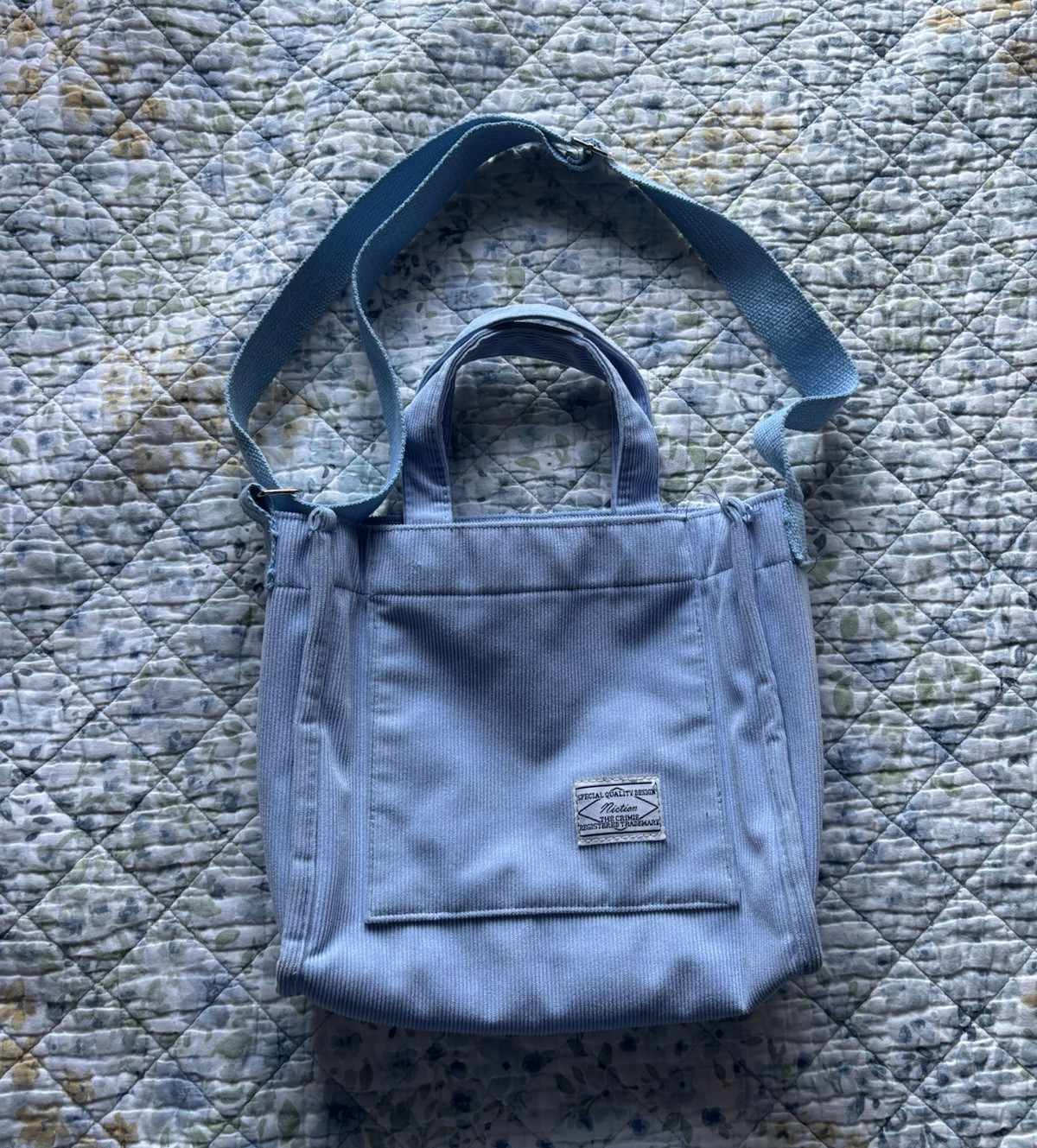 Women’s Small Blue Solid Crossbody Tote Top Handle Zip Adjustable Strap Pockets