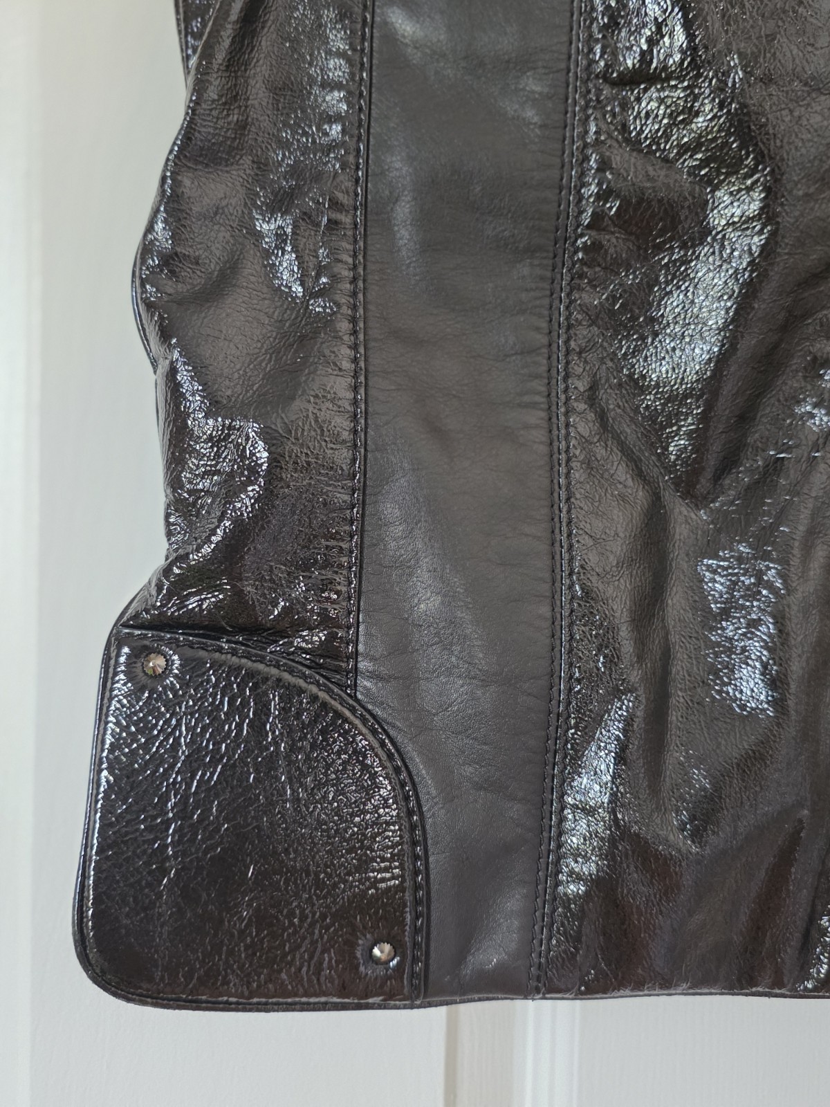 Jill Stuart Black Patent Leather Tote Bag Vintage
