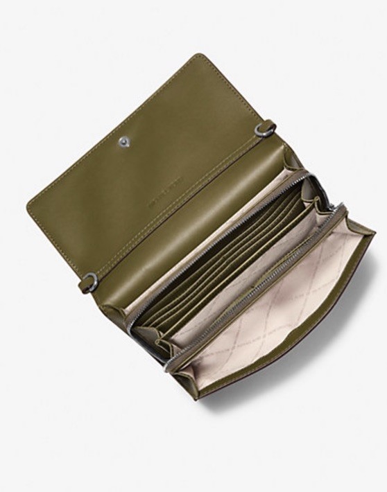 Michael Kors Jet Set Large Zip Around Wallet Crossbody Ombré Olive Multi $228