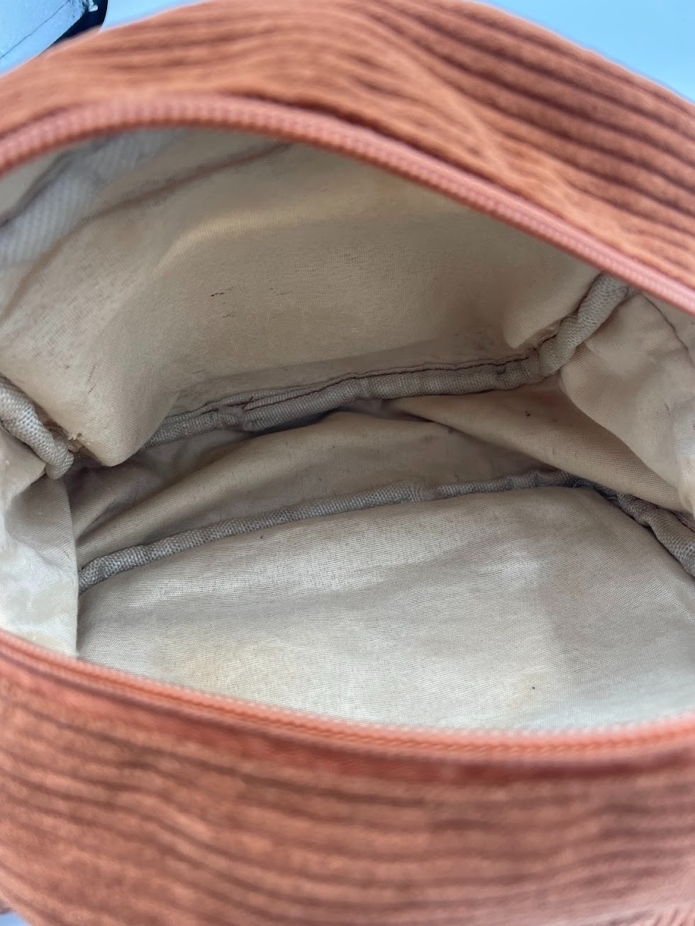 Rust Brown Corduroy Crossbody Messenger Bag Multi Pocket Y2K Boho