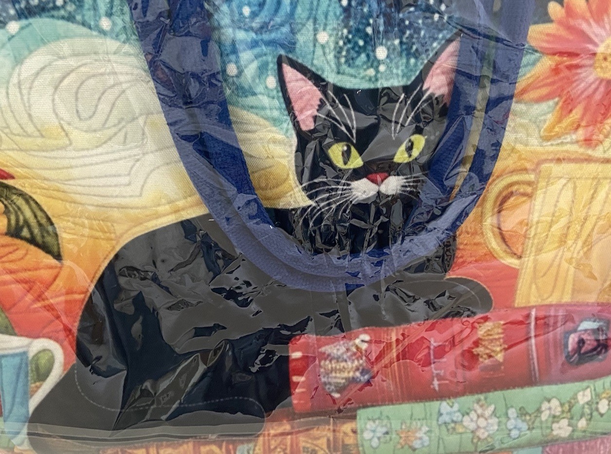 Brand New 18 Inch Black Cat “Book Lover” Fabric Zipper Bag