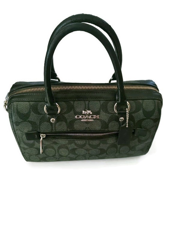 Coach Rowan Satchel Signature Canvas Black Grey Women Bag Crossbody Handbag 8360