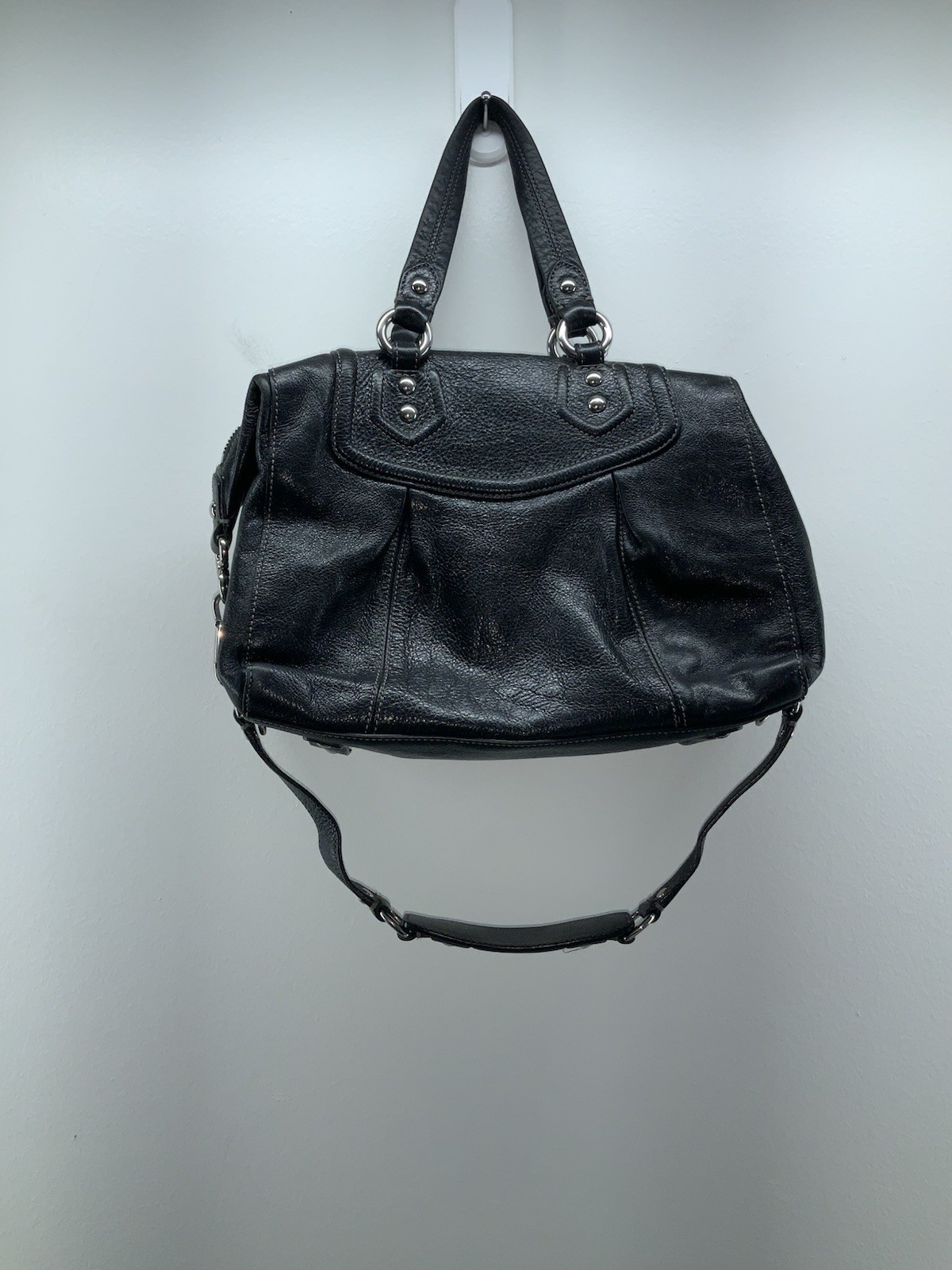 COACH Vintage Madison Audrey Black Satchel Bag Leather Silver Hardware Y2K