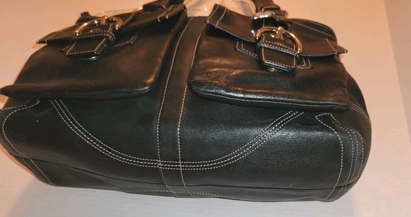 Coach F06468 Soho Tote Satchel Black Leather Double Handle Purse Handbag Large