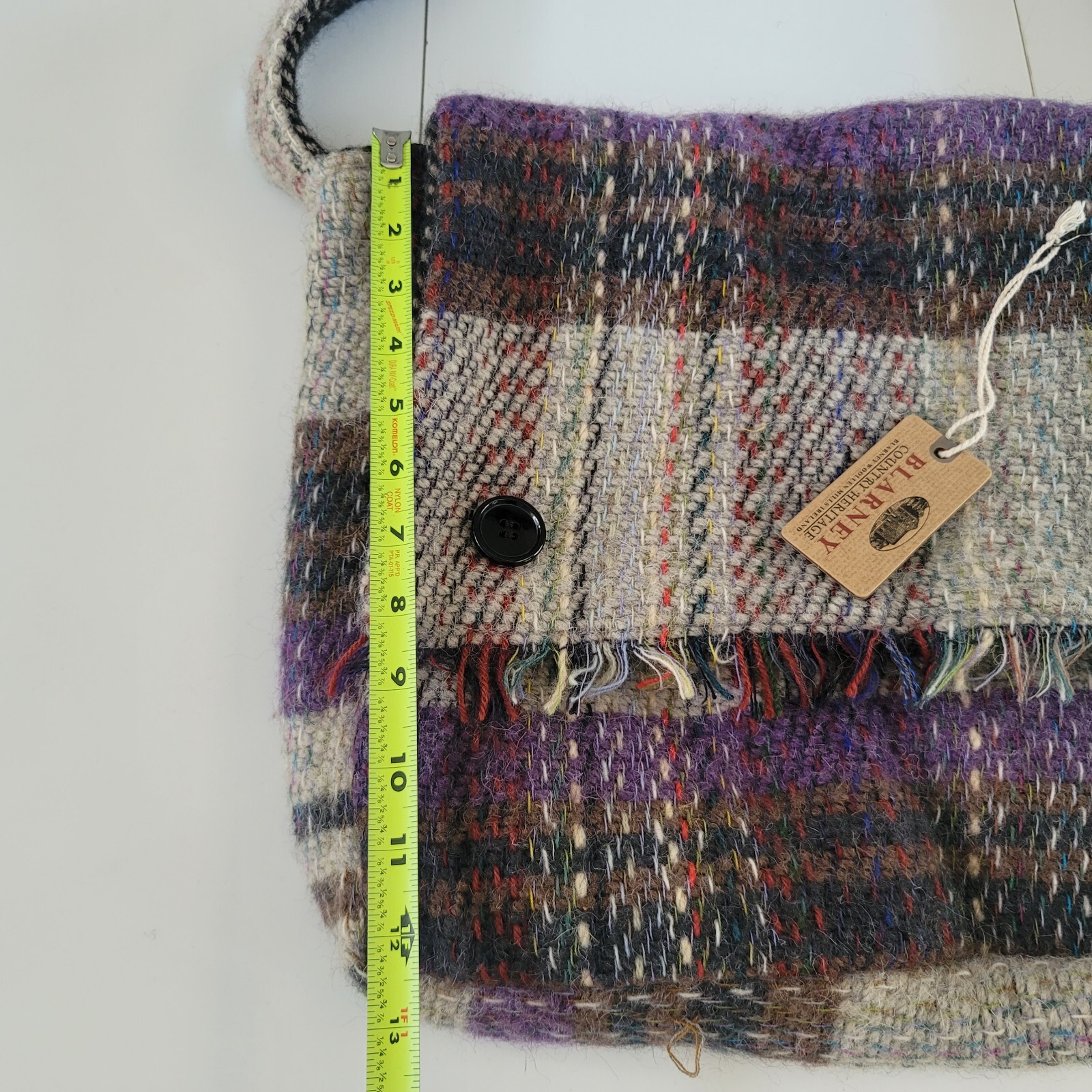 Blarney Wool Shoulder Bag with Wood Toggle Button Close Ireland