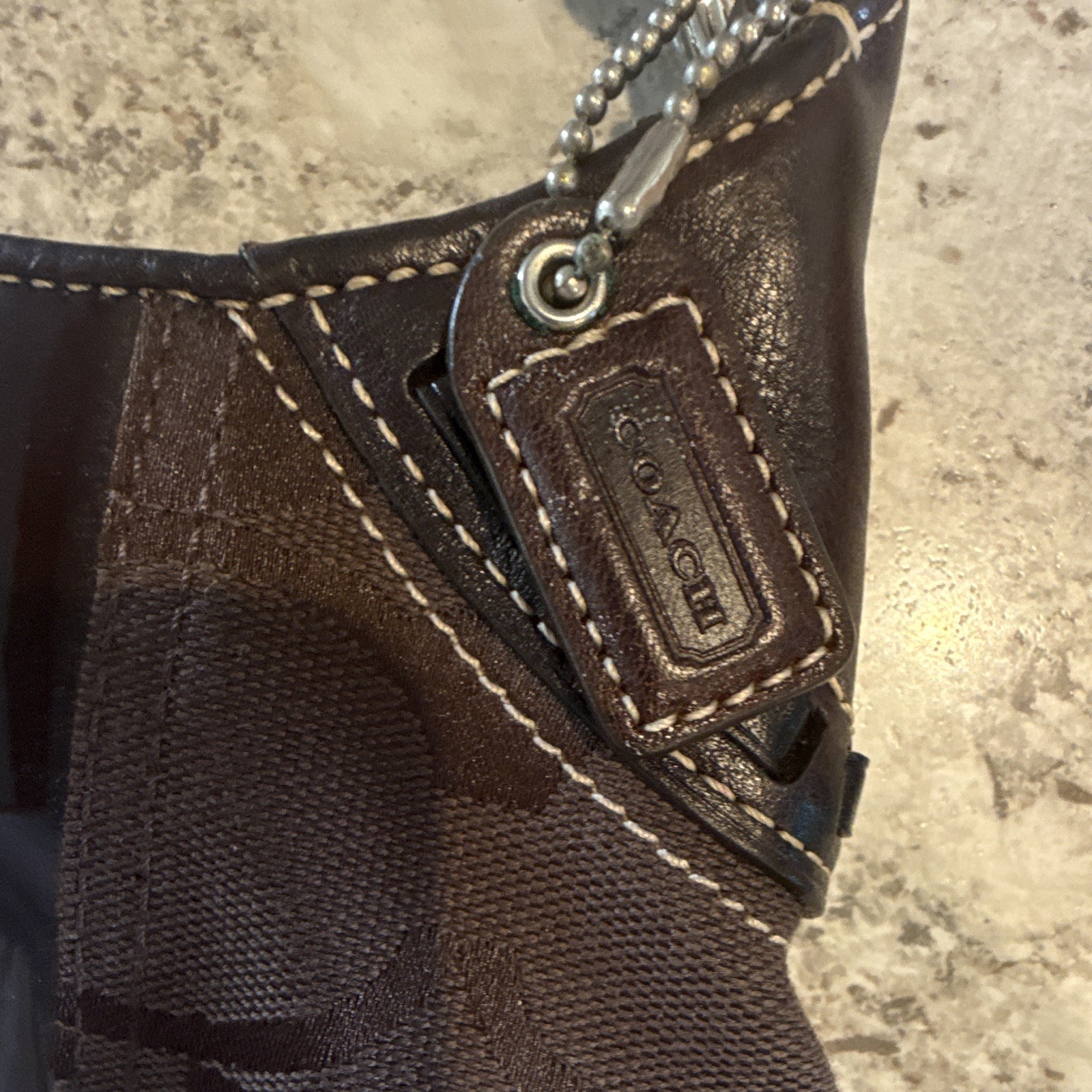 Vintage Coach Small Hampton BROWN Signature Python Suede Leather Shoulder Bag