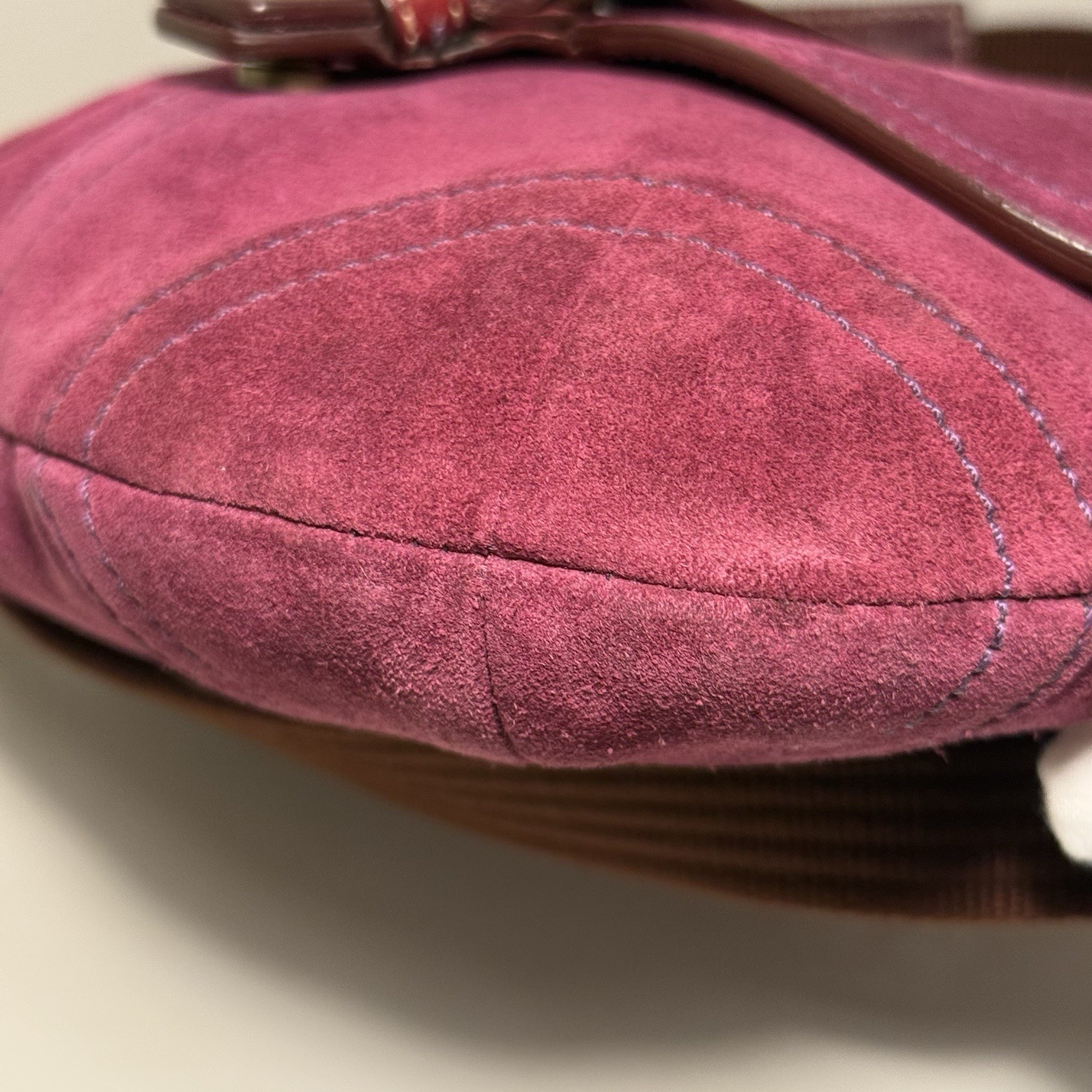 RARE Coach SoHo Shoulder Bag Purple Suede Vintage Buckle Bordeaux Flap Crossbody