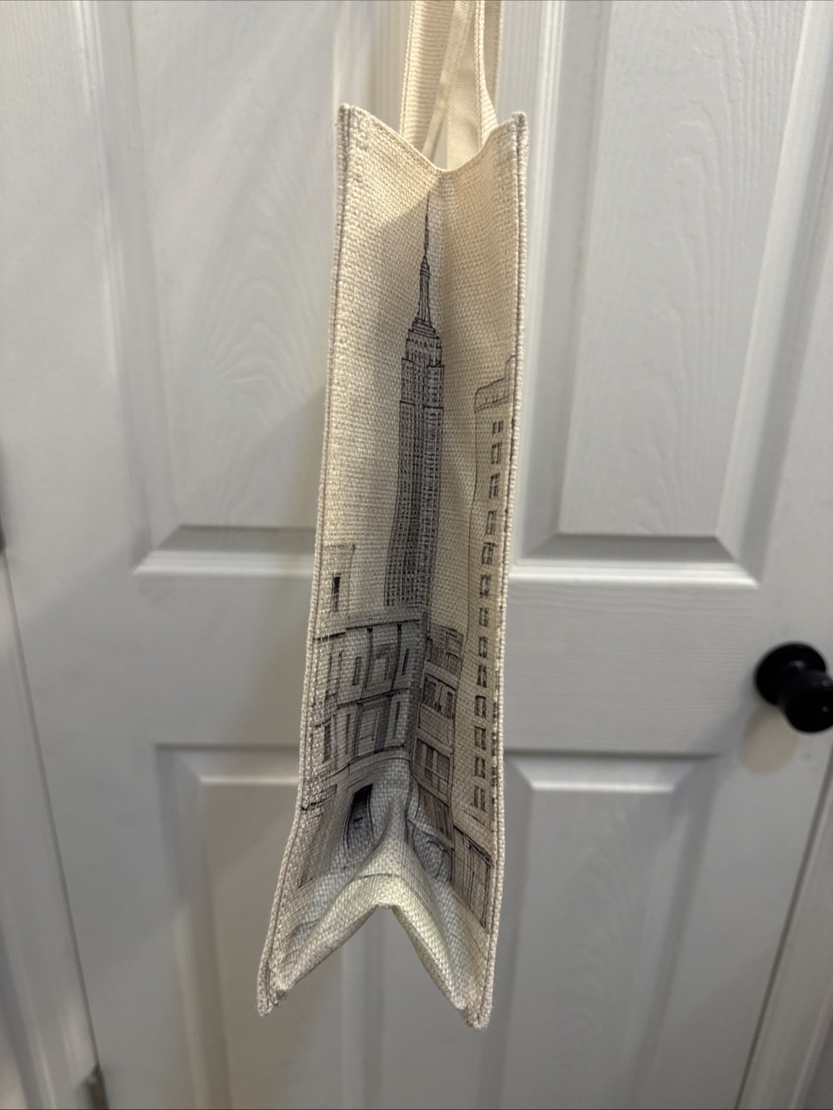Effy Tote Bag Linen/Canvas Blend Embroidered Logo NY Skyline Large Lined NEW
