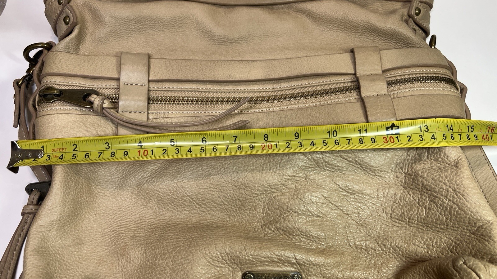 Learher Bag Hobo Joelle Hawkens Shoulder Tan Sand Large Foldover Victory Satchel