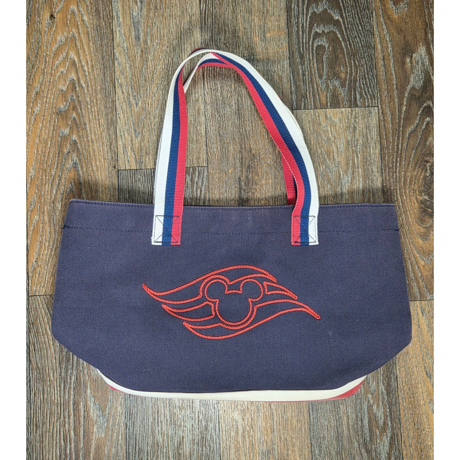 Disney Cruise Line Loungefly Canvas Tote Bag Navy Blue Red Mickey Mouse Nautical