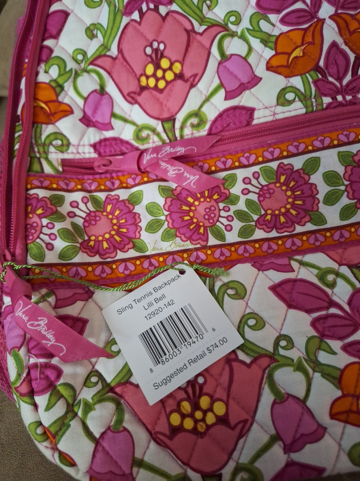 NWT Vera Bradley Sling Tennis Backpack Lilli Bell