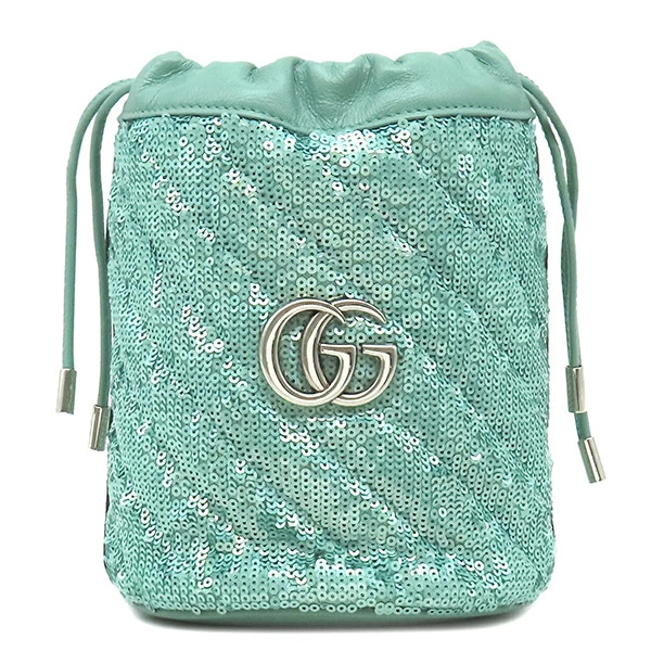 GUCCI Shoulder Bag GG Marmont Mini Sequin Bucket Leather Authentic