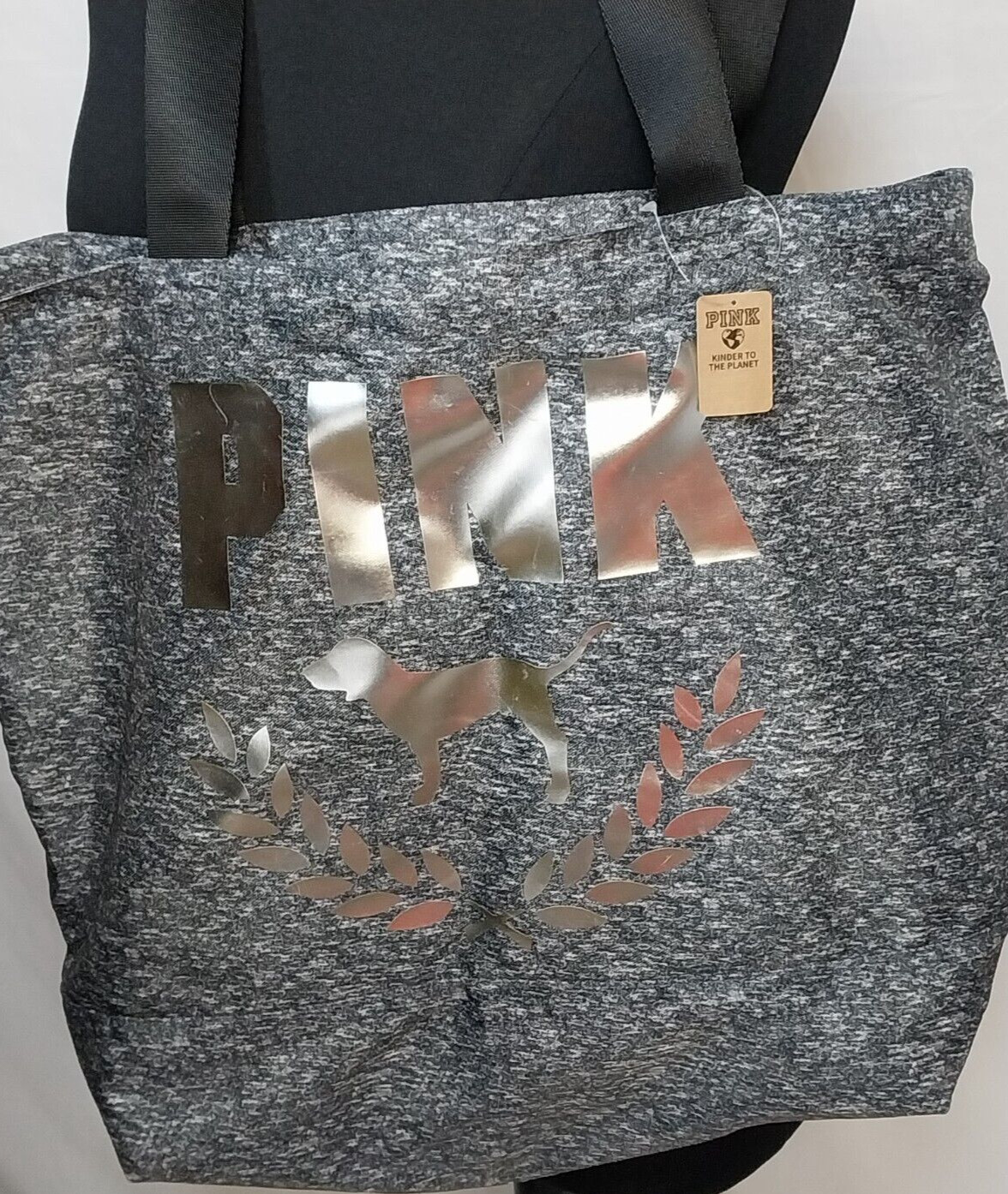 NWT VICTORIA’S SECRET PINK CLASSIC DOG WEEKENDER ZIP TOTE STORMY GREY HEATHER