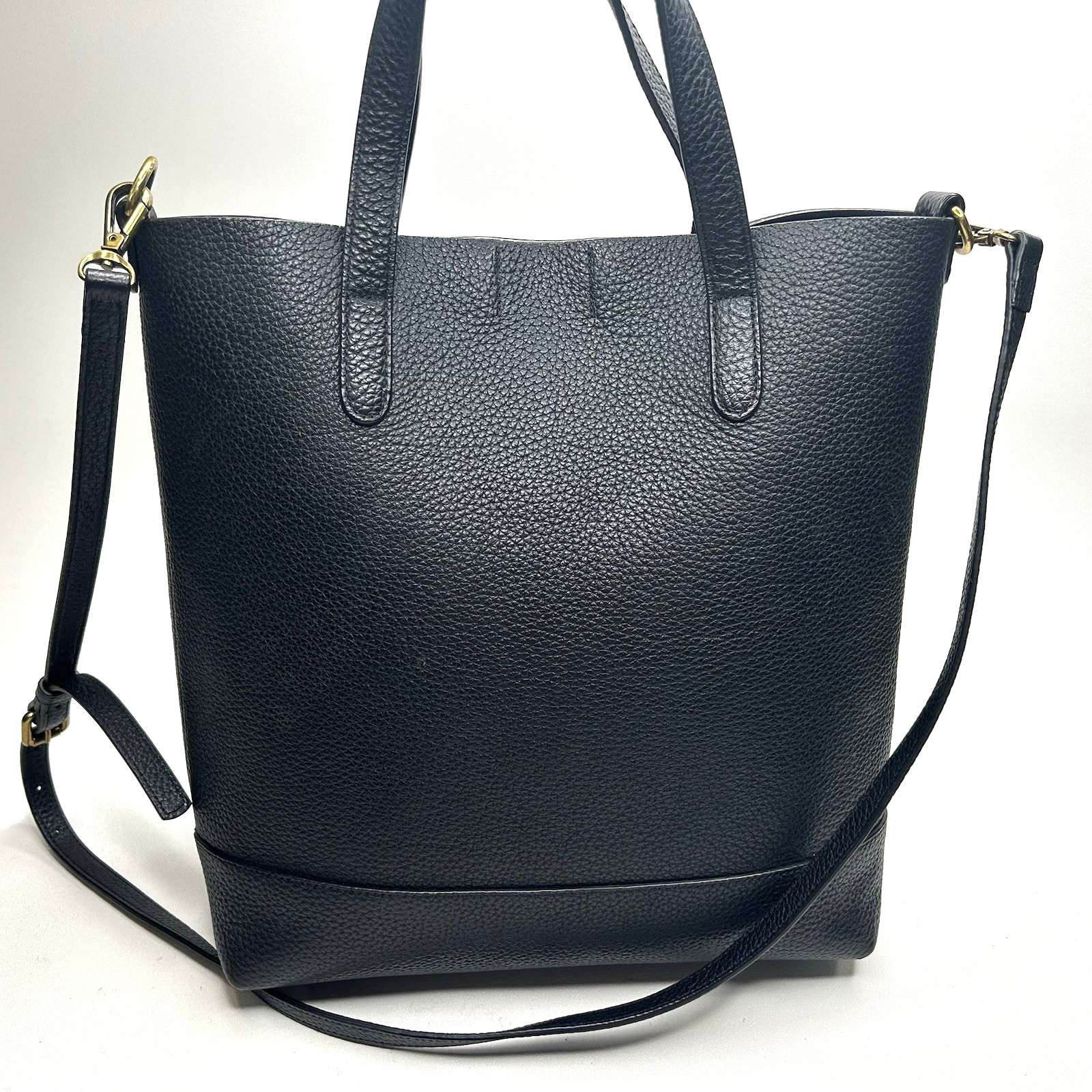 Melrose & Market Audrey Pebbled Leather Convertible Tote Bag Black EUC