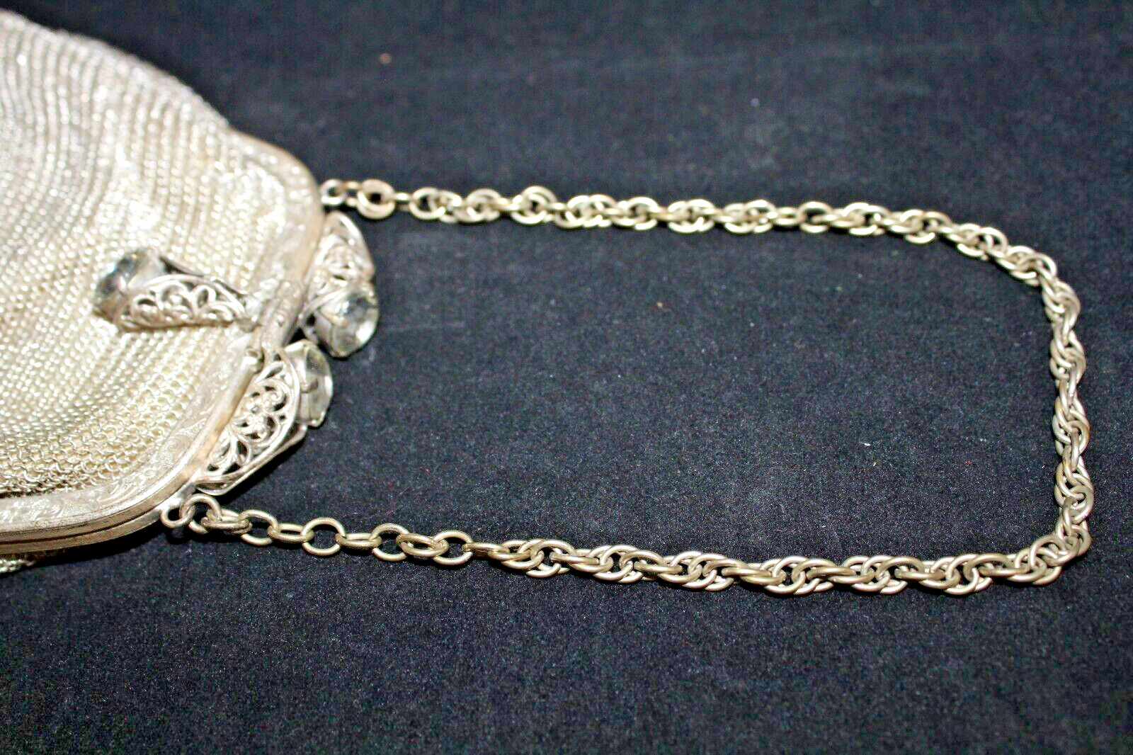 Antique 1945-’55 Silver Mesh U.S. Zone Germany Evening Bag Jeweled Purse NICE