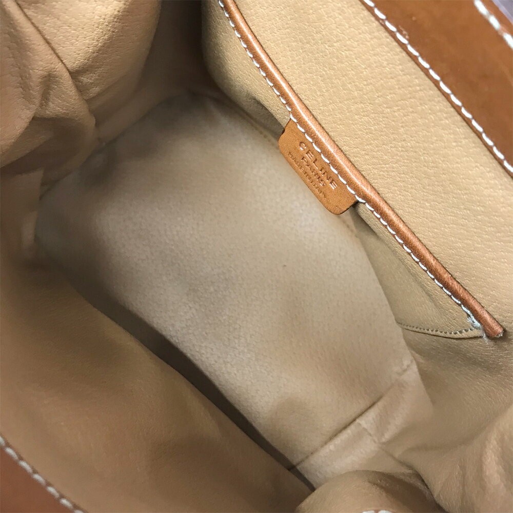 CELINE Mini Backpack Macadam Triomphe Canvas Brown Leather Drawstring Bag 99