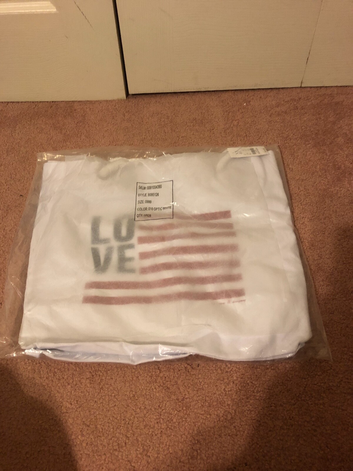 New York & Company LOVE American Flag Patriotic White Canvas Tote 17″ x 15″ NWT