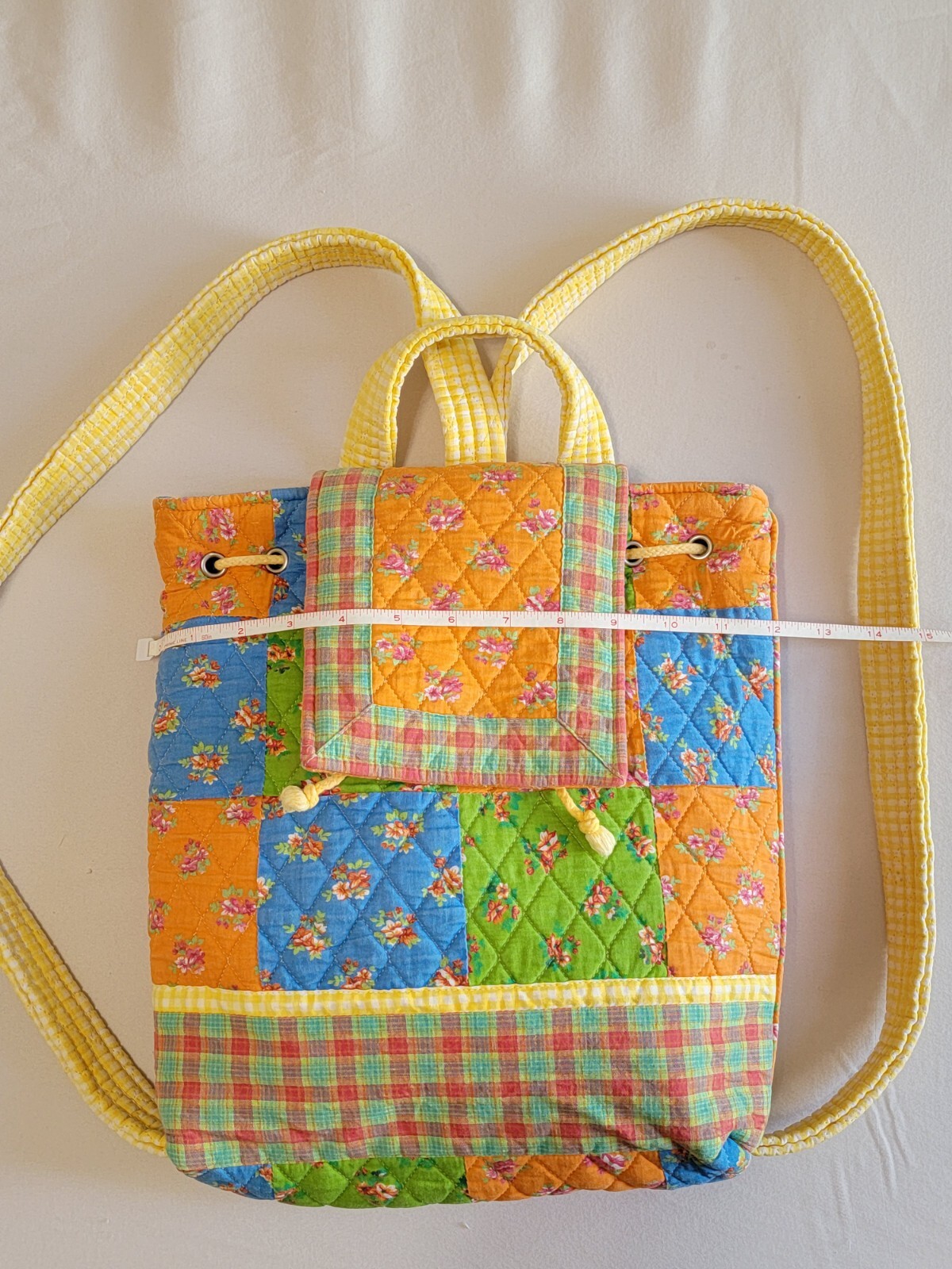 QK Quilted Multicolor Cotton Blended Back Pack