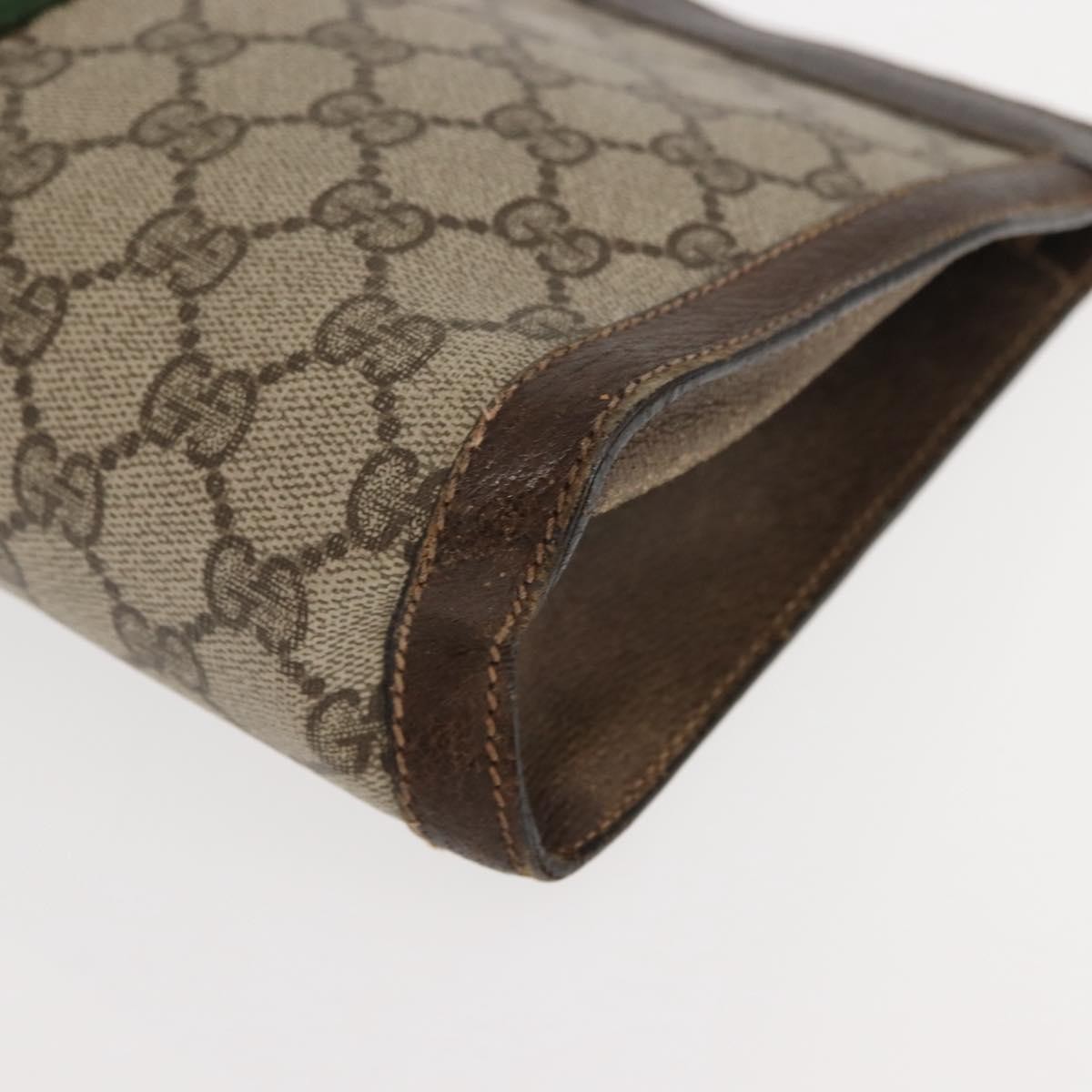 GUCCI GG Supreme Web Sherry Line Clutch Bag PVC Beige 67 014 2125 Auth 146575