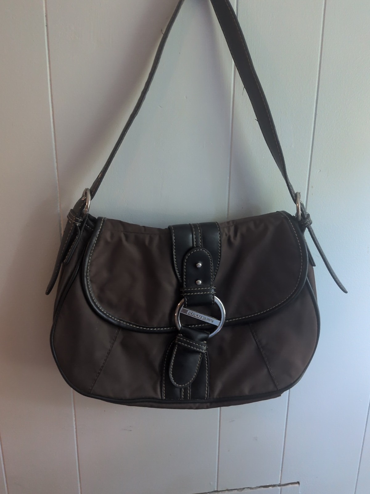 Vintage Y2K Handbag Brown with Leather Trim by Frank Sarto, Great Condition