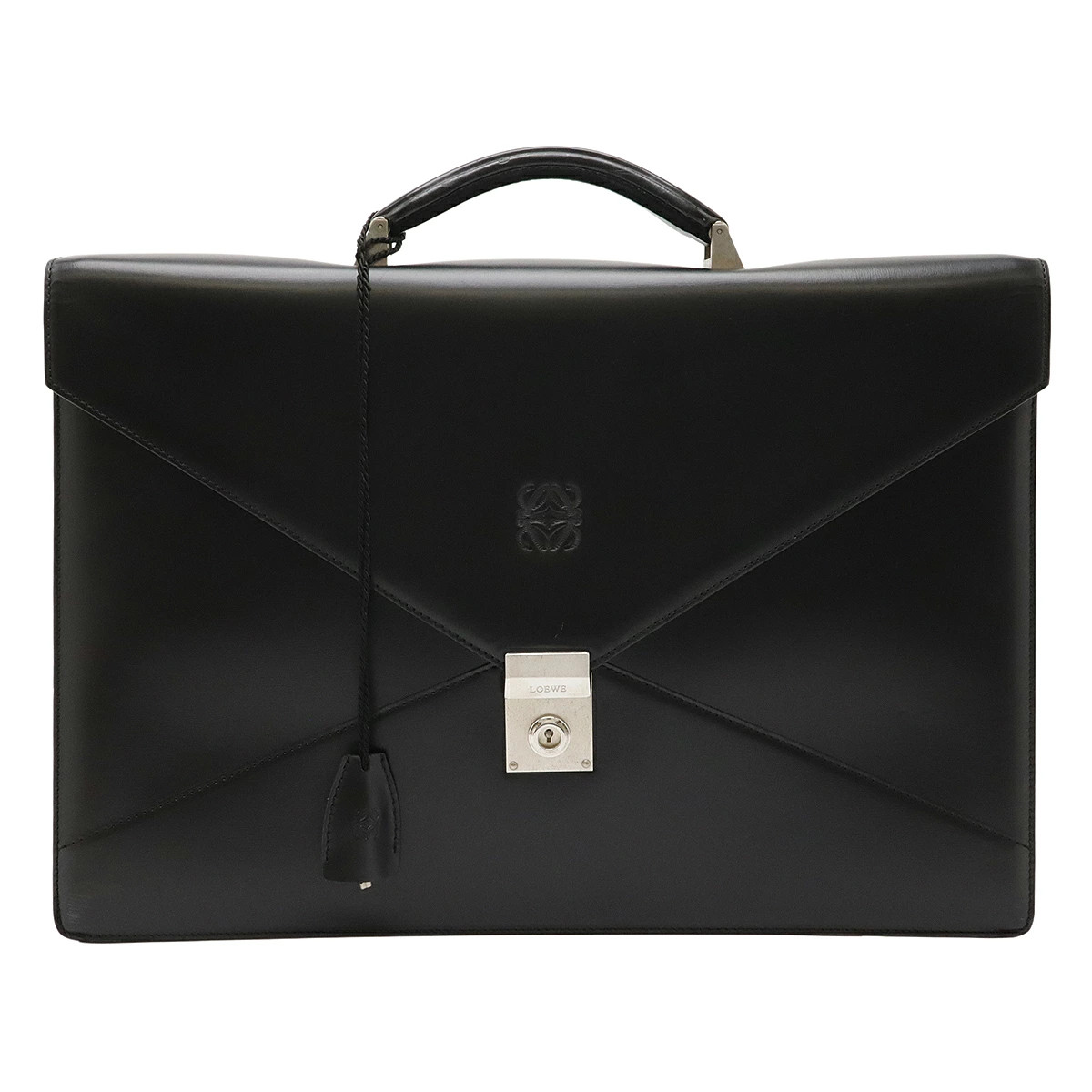 Loewe Anagram Briefcase Logo Leather Black Unisex Bag #BLB111