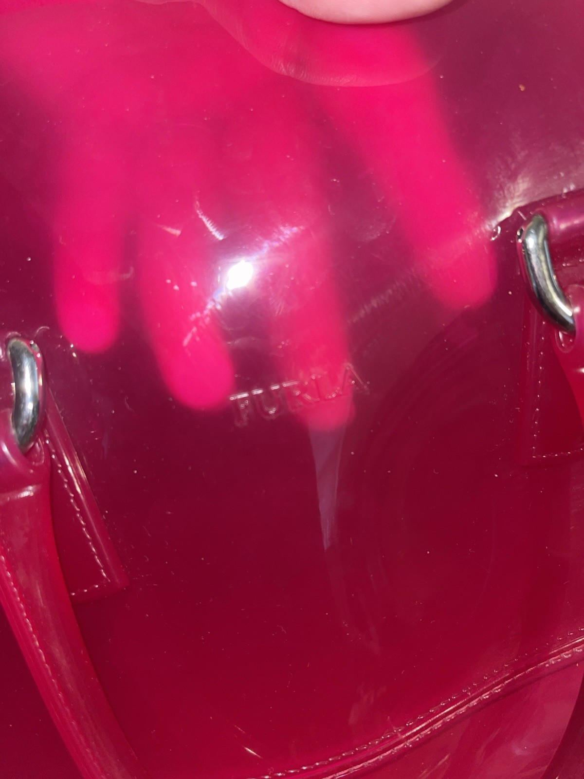 Furla Candy Bag Pink Satchel Lock Charm Brand Logo Silver Hardware