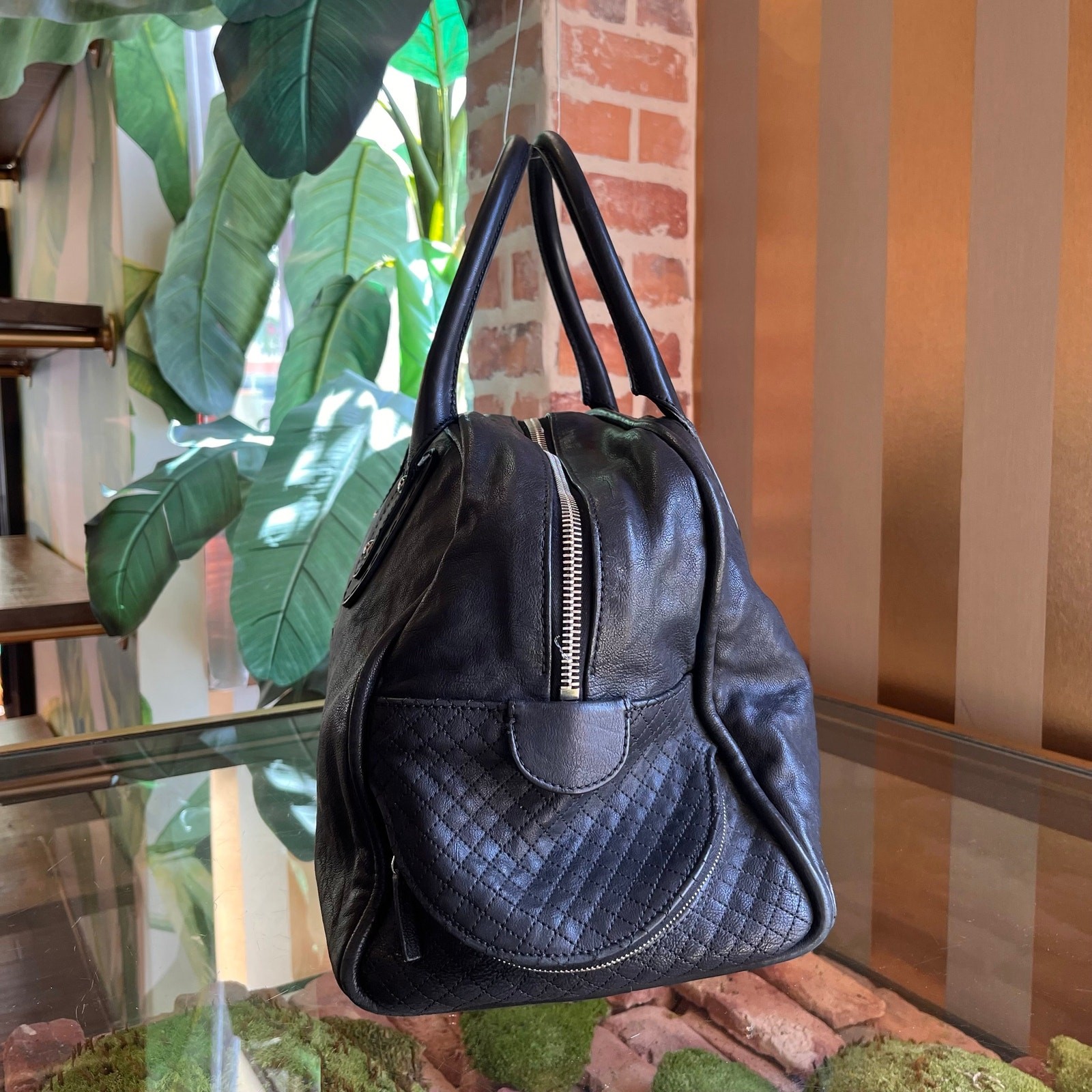 CHANEL Rue de Cambon Large Black Caviar Leather Bowling Bag
