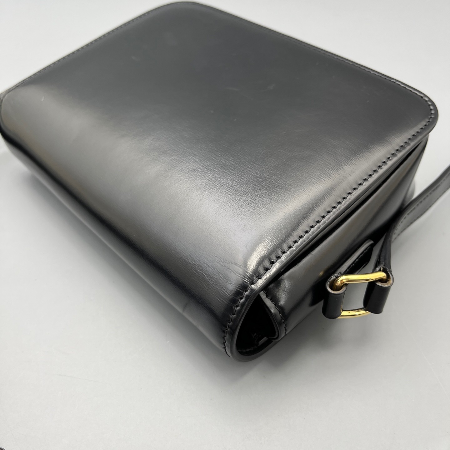 Celine Teen Triomphe Small Black Box Calf Leather Crossbody Bag Duty Paid