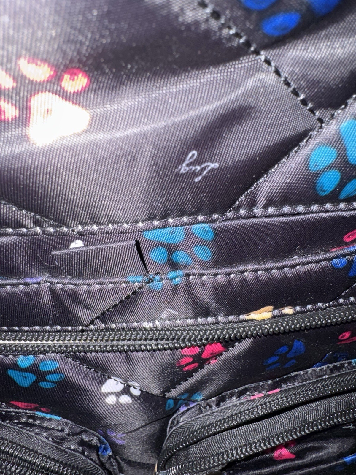 Lug Zipliner Black Paw Print Shoulder Bag Zip Closure Excellent
