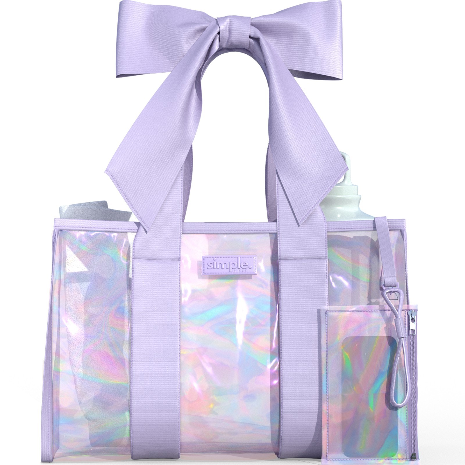 Jelly Tote Bag purple Holographic Soap Bubble Style Tip-Proof Washable Carry-On