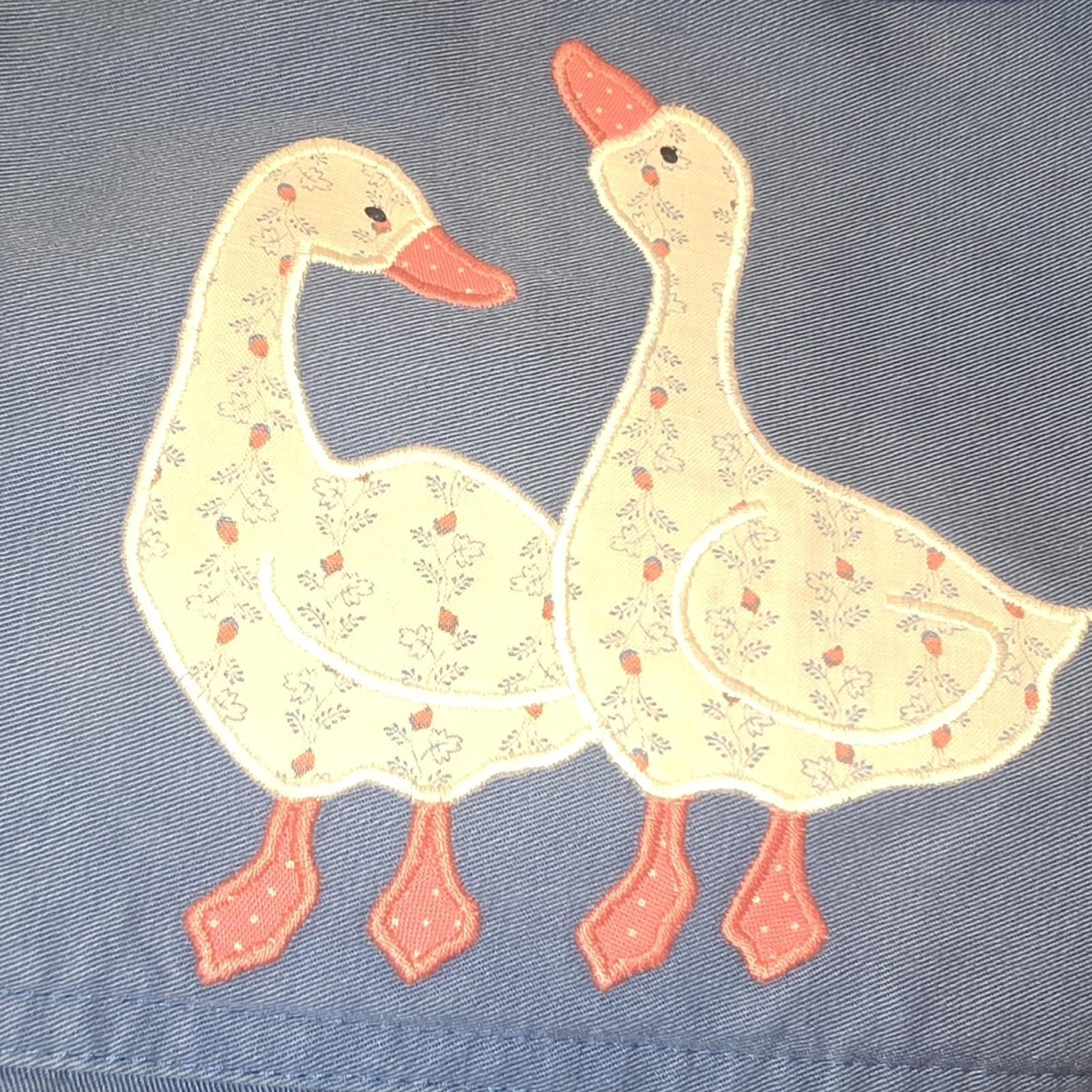 Handmade Blue Goose Tote Bag Floral Lined Zipper Closure Cottagecore