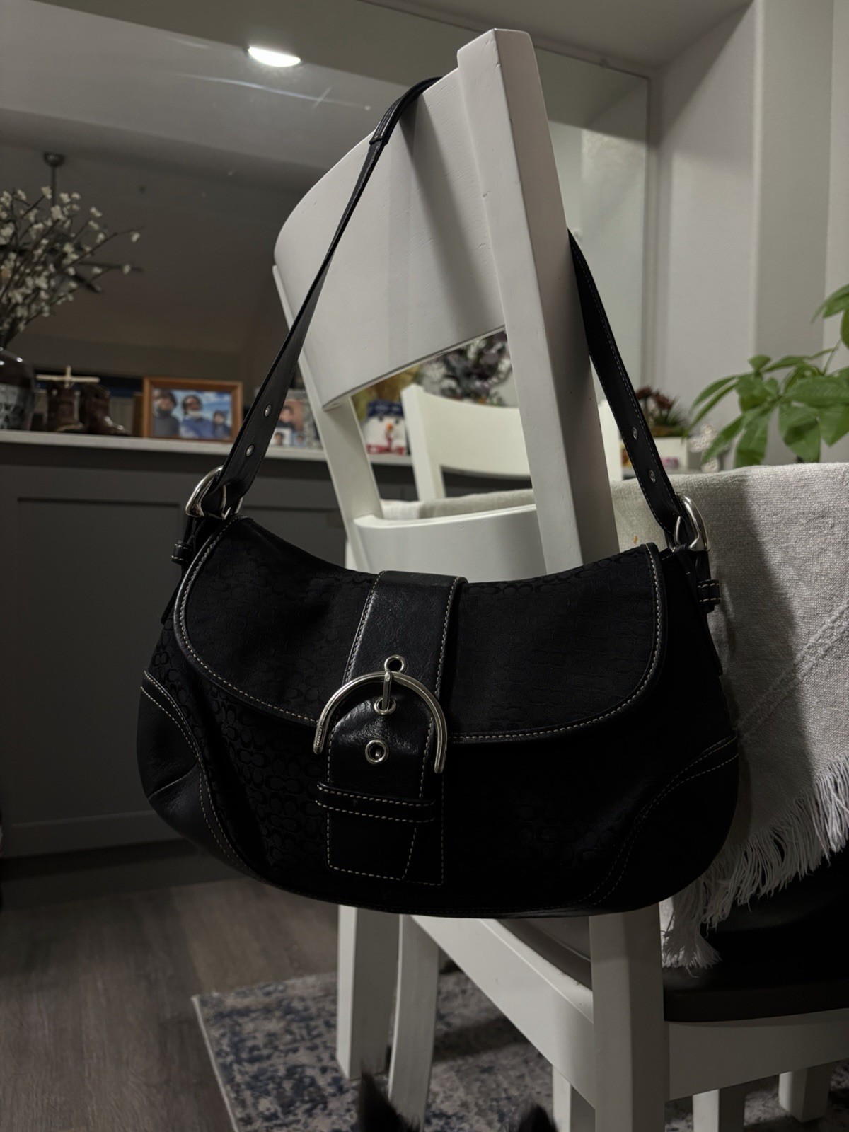 Vintage Coach Soho Black Signature C Jacquard Shoulder Bag N5D-6805