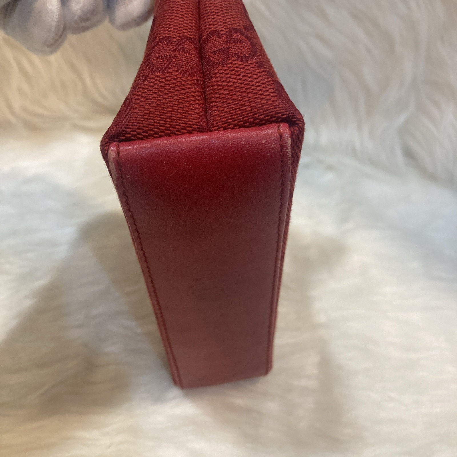 GUCCI Red Canvas Mini Pouch Cosmetic Bag 039.1766.0851 Authentic 17cm Italy