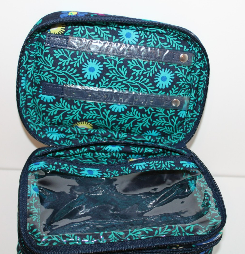 Vera Bradley Iconic Jewelry Train Case Moonlight Garden Travel Cosmetic NWT