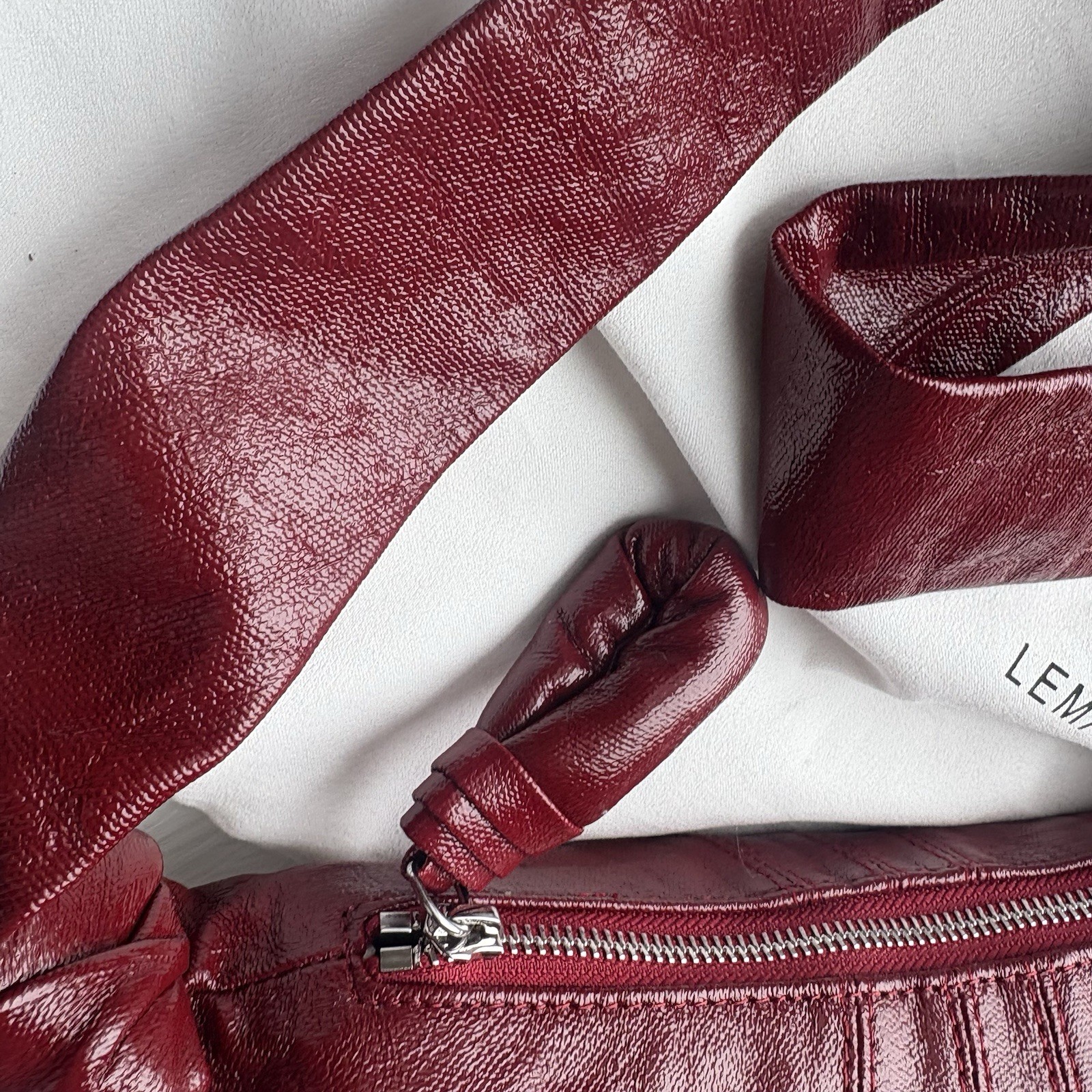 without tags Lemaire Burgundy Leather Croissant Bag G2U